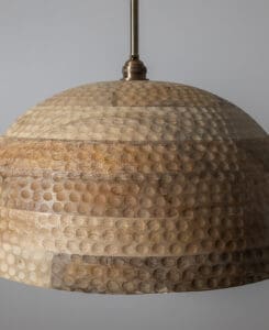 Natural Wood Hammered Dome Light