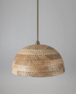 Natural Wood Hammered Dome Light