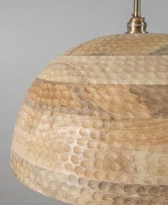 Natural Wood Hammered Dome Light