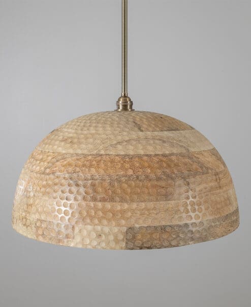 Wood Hammered Dome Pendant Light