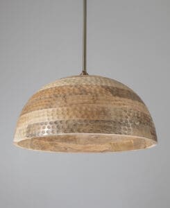 Natural Wood Hammered Dome Light