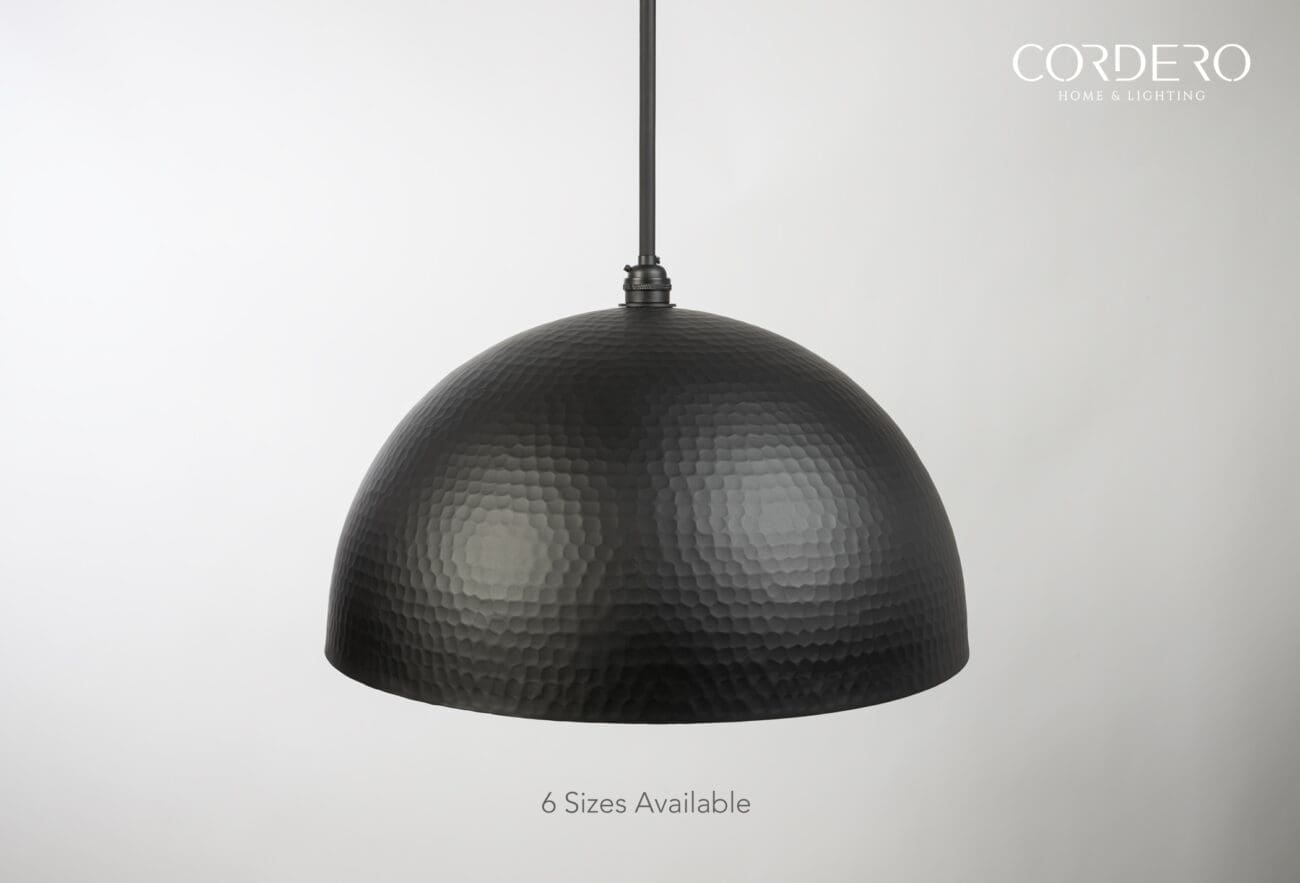 Black Hammered Dome Pendant Light