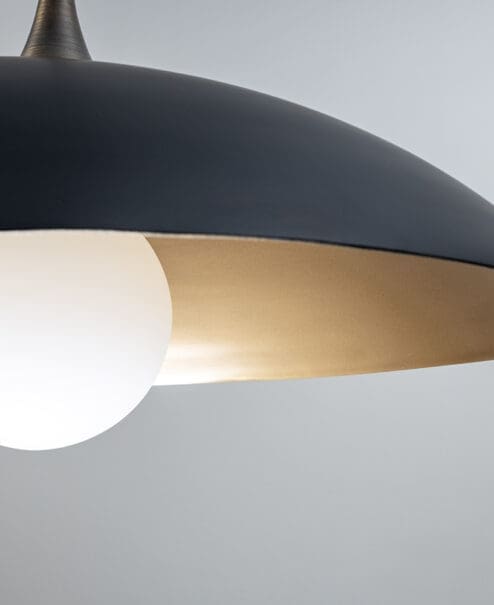 Alternative view of Skytop Satin White Opal Glass Dome Pendant Fixture – Black