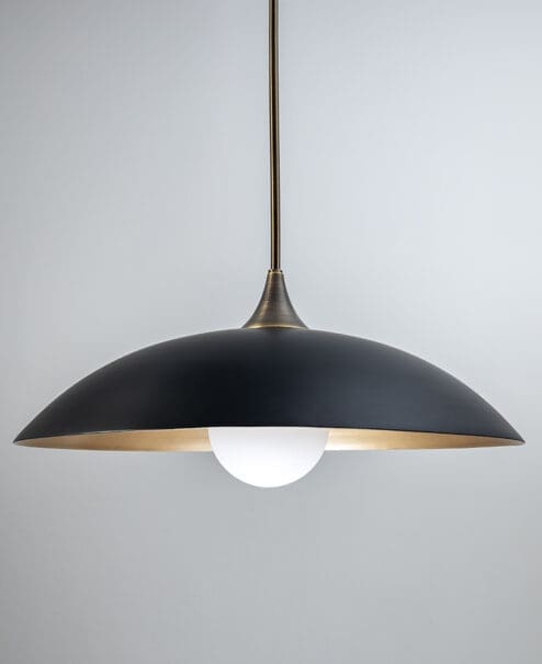 Skytop Satin White Opal Glass Dome Pendant Fixture – Black