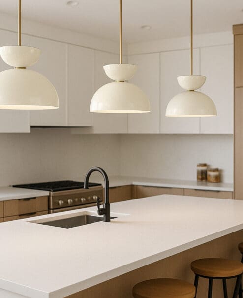 Alternative view of Nuvira Dome Pendant Light - Sand Stone