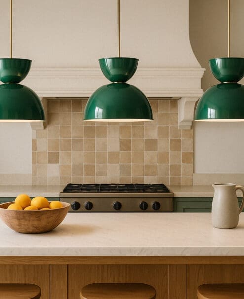 Alternative view of Nuvira Dome Pendant Light - Midnight Fern