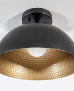 Black Hammered Dome Flush Mount Light