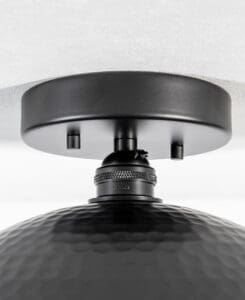 Black Hammered Dome Flush Mount Light