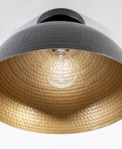 Black Hammered Dome Flush Mount Light