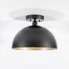 Black Hammered Dome Flush Mount Light