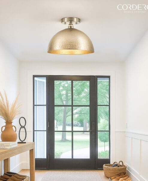 Brushed Nickel Hammered Flush Mount