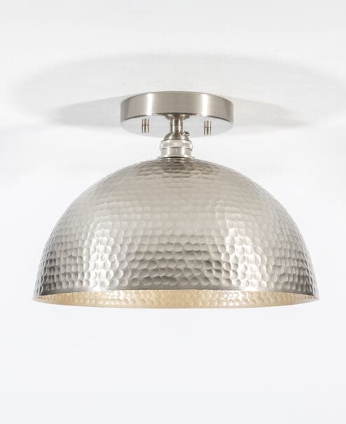 Brushed Nickel Hammered Flush Mount