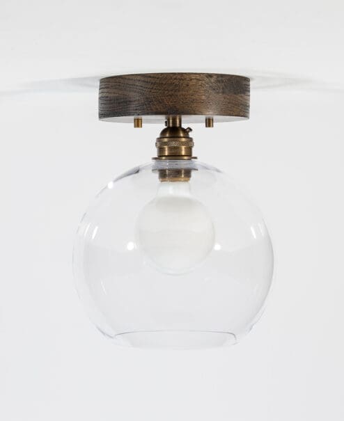 Luna Wood Semi-Flush Mount Light Fixture - Clear