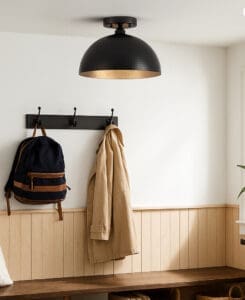 Black Hammered Dome Flush Mount Light