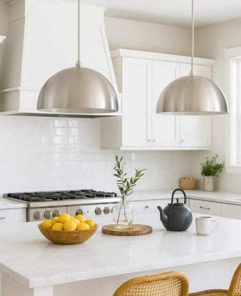 Alternative view of Smooth Brushed Nickel Dome Pendant Light Fixture